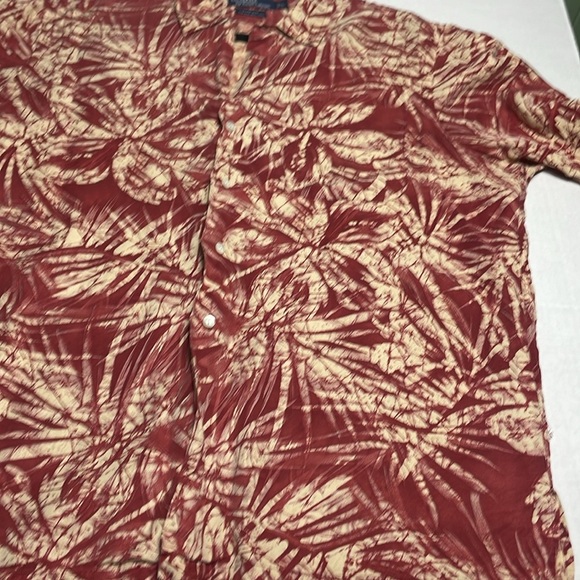 Vintage polo Ralph Lauren 90s red leaf print Hawaiian camp shirt Men’s L - Picture 4 of 10